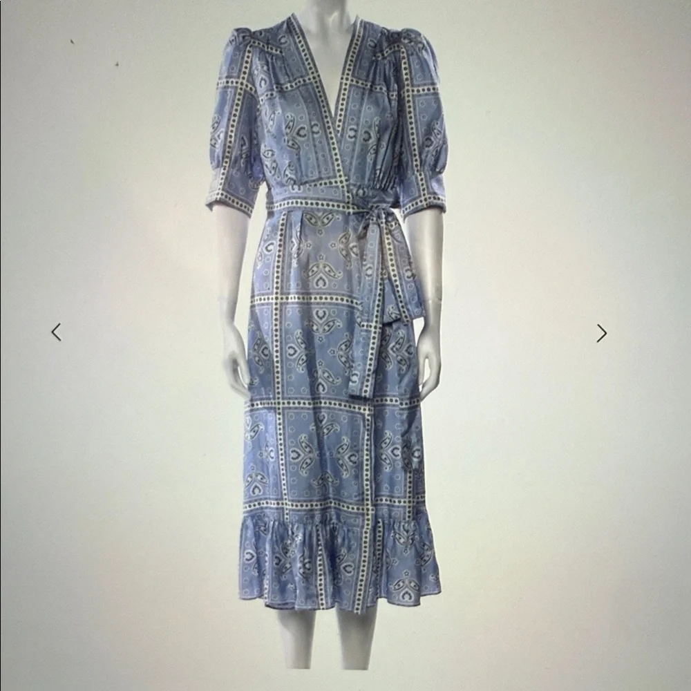 Sandro Light Blue Patterned Long Sleeve Dress - Picture 8 of 8